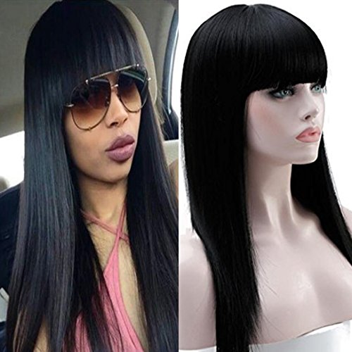 BUQI Hair Long Striaght Wigs with Bangs