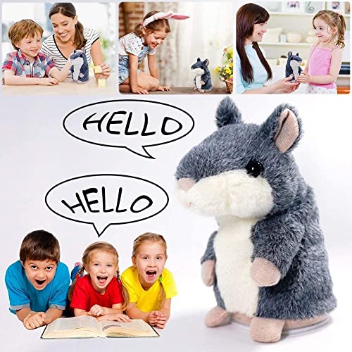Tworiver Kids Toys Talking Hamster Repeats What You Say,2 3 Year Old Girl Boy Birthday Gift Ideas & Toys,Infant Toddler Toys Sensory Toys For Ages 2-4,Clear Voice Interactive Plush Animal Toys (Gray) #TOP1