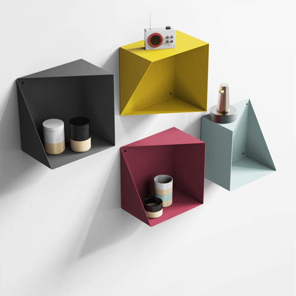 Wall-Mounted Shelf, Creative Wall Storage Rack Room Wall Bookshelf Rack Iron Corner Decoration Rack Multicolor Optional Easy to Install (Color : Red, Size : 30X20X30cm)