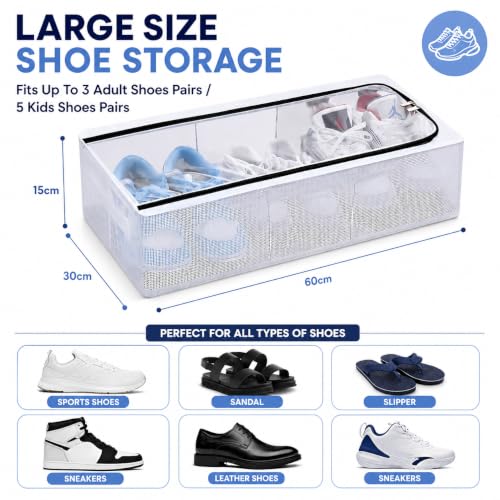 Image of DecorTwist Large Under Bed Storage Box | Heavy-Duty Foldable Organiser with Thick PVC Transparent Cover | Dustproof Storage for Clothes, Shoes, Quilts & Blankets | Home Organizer (Style 1, Pack of 1)