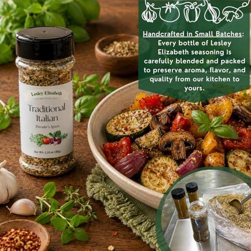 Image of Lesley Elizabeth Traditional Italian Traveler's Spices - Rich Italian & Herb Blend | Perfect for Pasta, Roasted Vegetables, Chicken & Sandwiches | All-Purpose Cooking