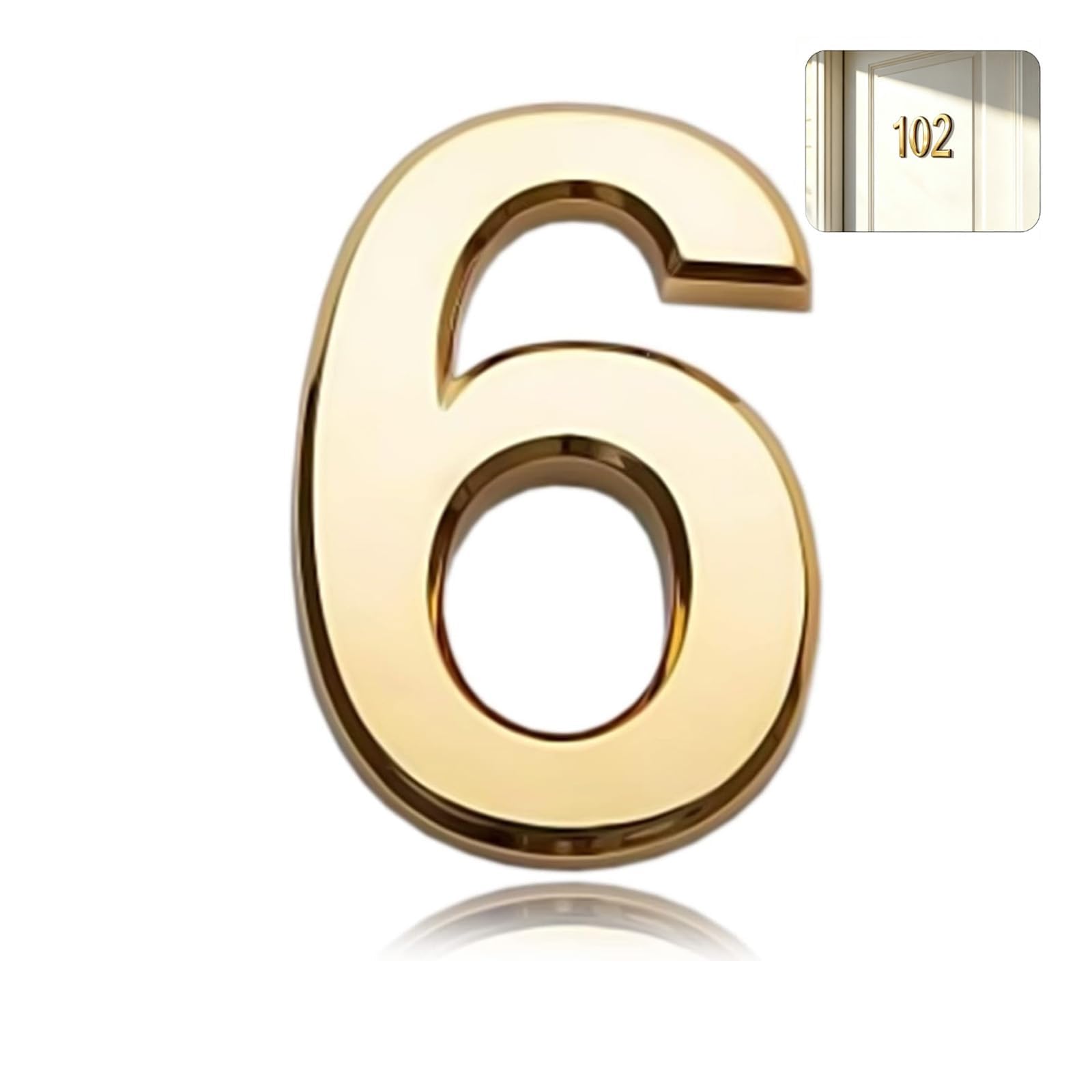 Skynelle Gold House Numbers Self Adhesive Mailbox Door Plaque Number 6