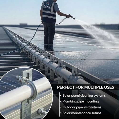 Image of Solar Panel Cleaning Hanger Clamp 1 /2 Inch, Galvanized Material, Easy Installation, Fits All Solar Panel Frames, Durable Support for Plumbing Pipes and Efficient Cleaning ((Pack of 10))