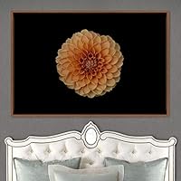 Framed Canvas Wall Art Orange Flower Portrait Bohemian Dark Dramatic Floral Multicolor Petal Photography Portrait - 16x24 inches