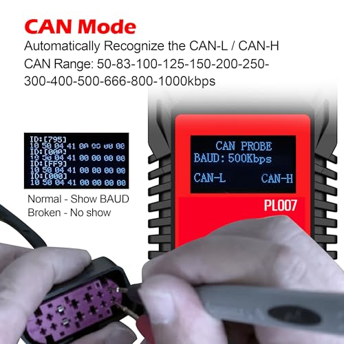 Image of CAN LIN PWM Tester, WOYO PL007 CAN Bus Analyzer for Automotive Diagnostic Tool, Auto-Recognize CAN-H & CAN-L, CAN Range 50-1000kbps, PWM Signal Detector on Bench, LIN Bus Baud Range 2400-19200bps