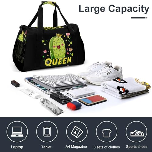 Pickle Queen Gym Bag Travel Duffle Bags Shoulder Carry On Weekender Bag Hangbag for Women Men4