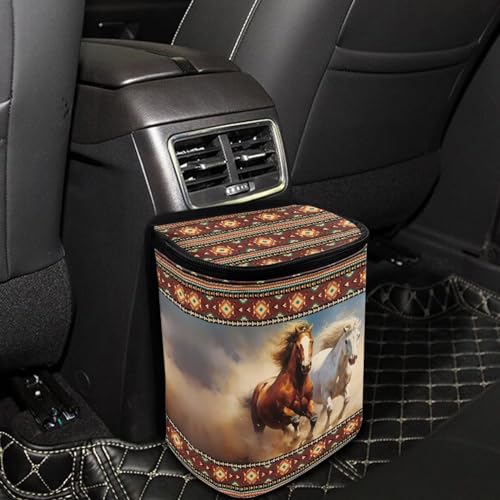 Image of DISNIMO FWestern Horse Car Trash Can Bin Cute Car Garbage Can Leakproof Car Accessories Trash Bin Car Dustbin Organizer Container for Car Office Home