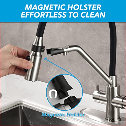 Kitchen Sink Faucet With Drinking Water Faucet, Modern Kitchen Faucet With Pull Out Sprayer,Dual Handles Kitchen Sink Faucet,4 In 1 Water Filter Brushed Nickel #TOP3