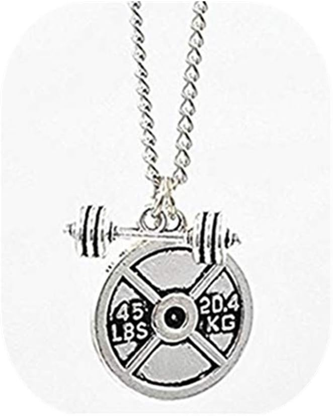 25LB Weight Plate Dumbbell Chain Necklace Fitness Gym Barbell Dumbell Fitness Weightlifting Jewelry Charms- Jewelry Gift