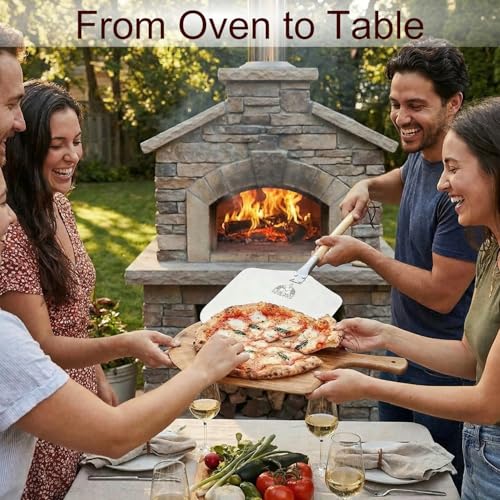 Image of Chicago Brick Oven Pizza Peel, 12 inch x 14 inch Aluminum Pizza Paddle, 35.5 inch Long Pizza Shovel with 21 inch Detachable Wooden Handle