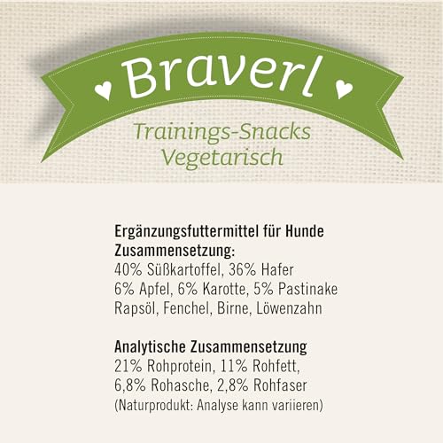 Leiky Braverl vegetarische Hundesnacks 400 g – glutenfreie Belohnung ohne Zusatzstoffe