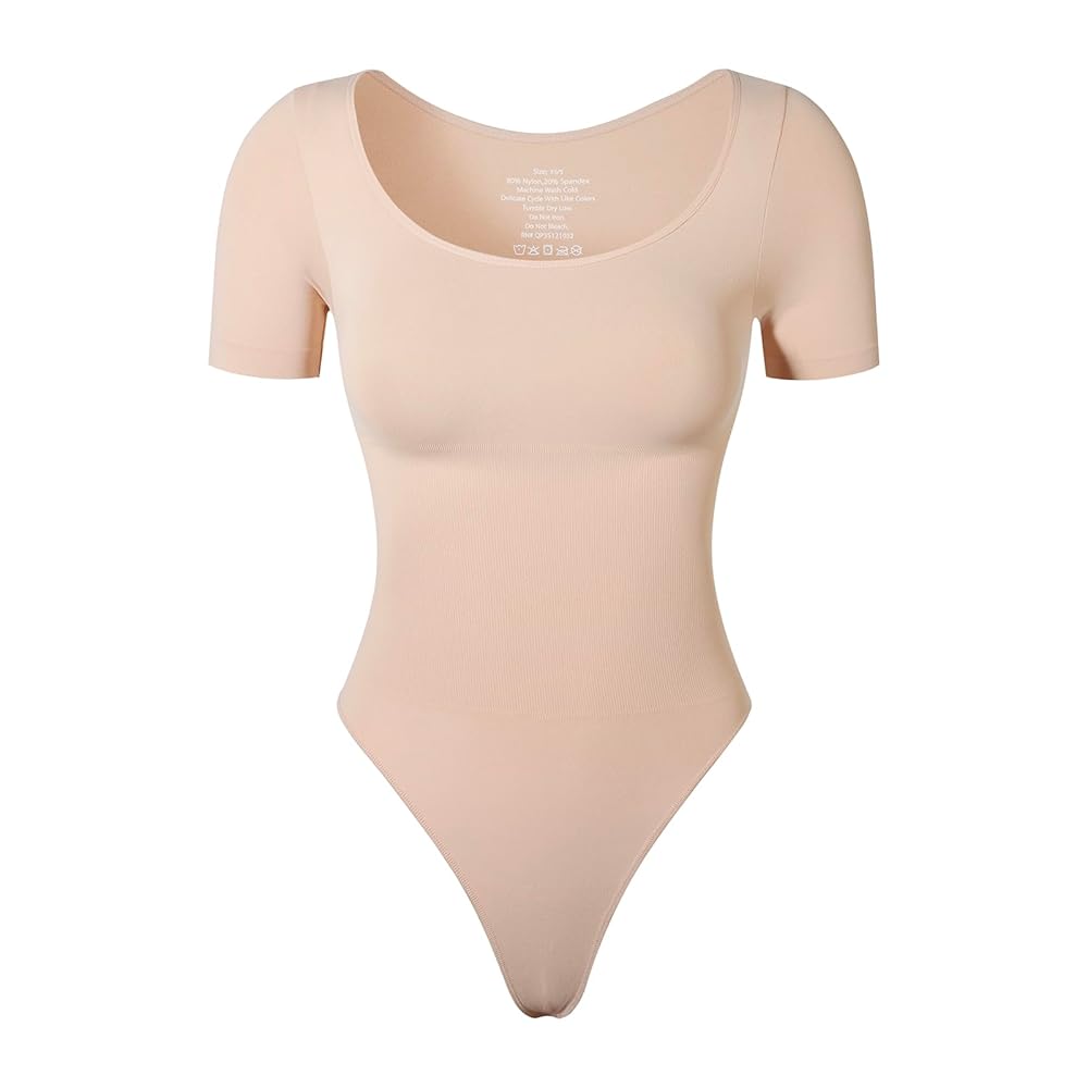 KSKshape Short Sleeve Bodysuit for Women Tummy Control Scoop