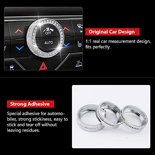 Pifoog Wrangler Accessories For Jeep Jl Jlu 2018-2022 Bling Ac Knob Covers Stickers Air Conditioner Switch Decals Car Interior Trim For Wrangler Gladiator Jt Crystal Zinc Alloy 3Pcs #TOP4