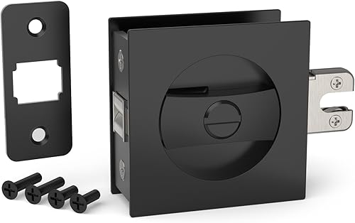 Filta Hardware de bloqueo de puerta de bolsillo, hardware de puerta de bolsillo de privacidad cuadrado negro mate, cerradura de puerta de bolsillo disponible en Yaxa Peru