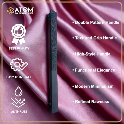 Image of Atom Double-Sided Front Door Handle 18 Inch Aluminium, Pack of 2, Black Matt Finish, for Office, House, Push Bar (Narmada)
