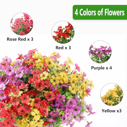 50% Off Artificial Outdoor Flowers - 13 Pack Multi-Colour