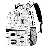 Freizeit Campus Reiserucksäcke, Café und Kaffeehaus Muster Taschen mit Flaschenhalter für Mädchen Jungen