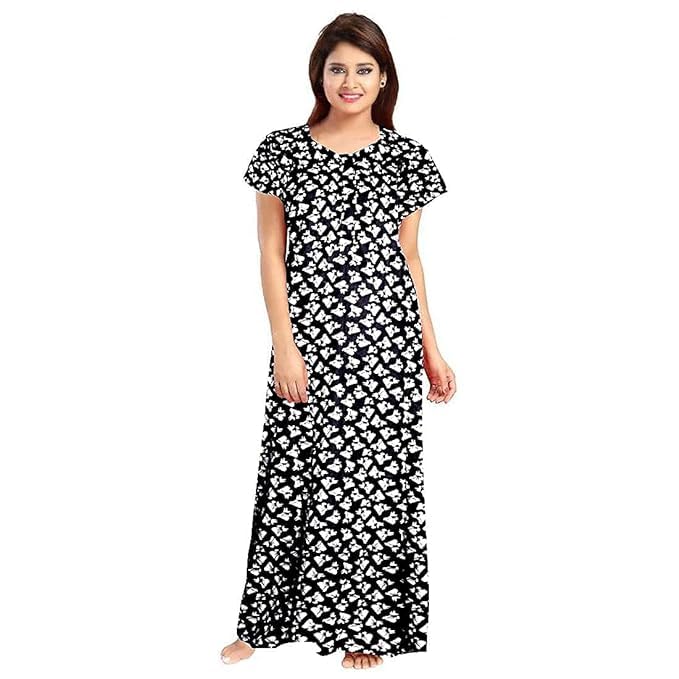 Image of Nighty for Women Cotton Printed Maxi Gown Ankle Length Nighty Night Dress Gown for Women Maxi - (Pack of 2)