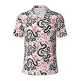 Pevtufa Black Snake Print Golf Polo Shirts for Men Short Sleeve Casual
