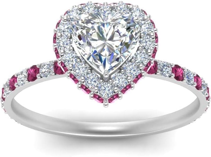 Image of Choose Your Gemstone Rollover Heart Diamond CZ Engagement Ring 925 Sterling Silver Heart Shape Petite Engagement Rings Lightweight Office Wear Everyday Gift Jewelry US Size 4 to 12