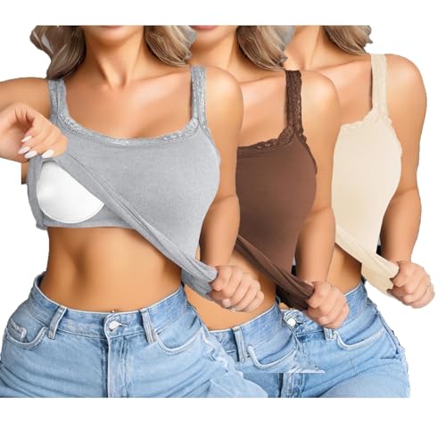 Débardeur avec soutien-gorge intégré en dentelle fine - Confort premium femme