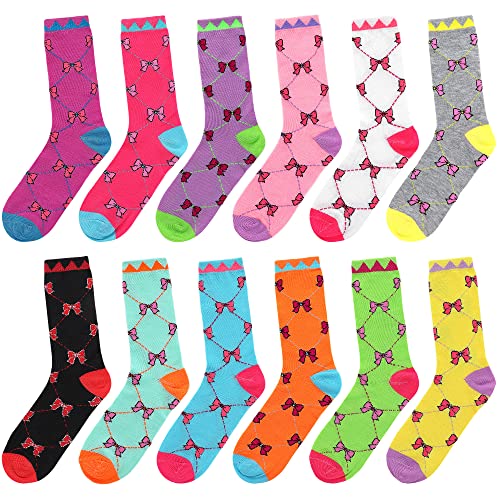 Image of Falari 12 Pairs Women's Cotton Crew Socks Assorted Colors