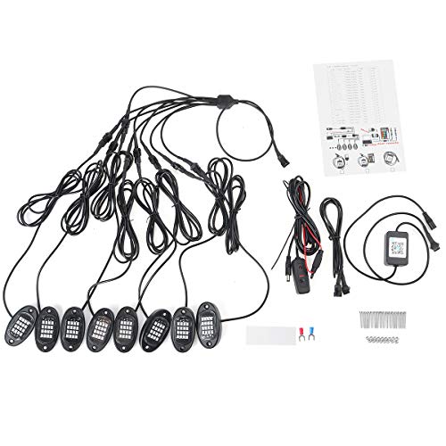 GOZAR 8Pcs LED RGB Offroad Rock Light Underbody