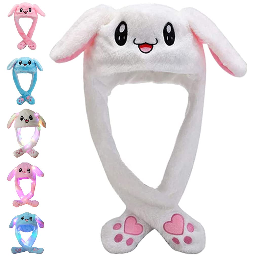AIYUENCICI Funny Plush Rabbit Hat Ear Moving Jumping Hats Cute Bunny Hat Cap for Women Girls Cosplay Party Holiday
