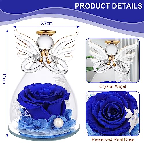 Touloube Eternal Rose with Bell Tower Angel for Women - Real Preserved Rose, Christmas or Birthday Gift for Mom Grandma - Image 2