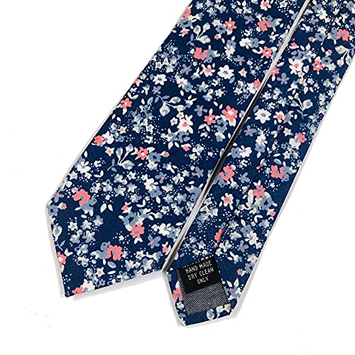 Image of Mantieqingway Men Skinny Tie Cotton Floral Necktie for Wedding Groomsmen Tie