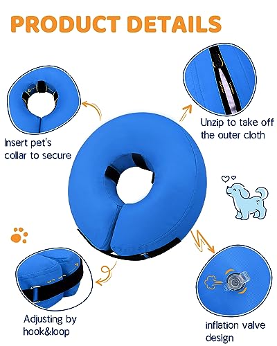 Image of Supet Inflatable Dog Cone Collar for Small Dogs Puppies Cats, Soft Dog Cone Alternative After Surgery for Puppies Cats to Stop Licking