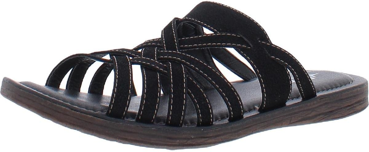 Eastland Women's Woven Slide Flat Sandal, Black, 11
