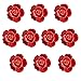 Agile-Shop 10 Pcs Ceramic Vintage Floral Rose Flower Door Knobs Handle Drawer Kitchen + Screws (Red)