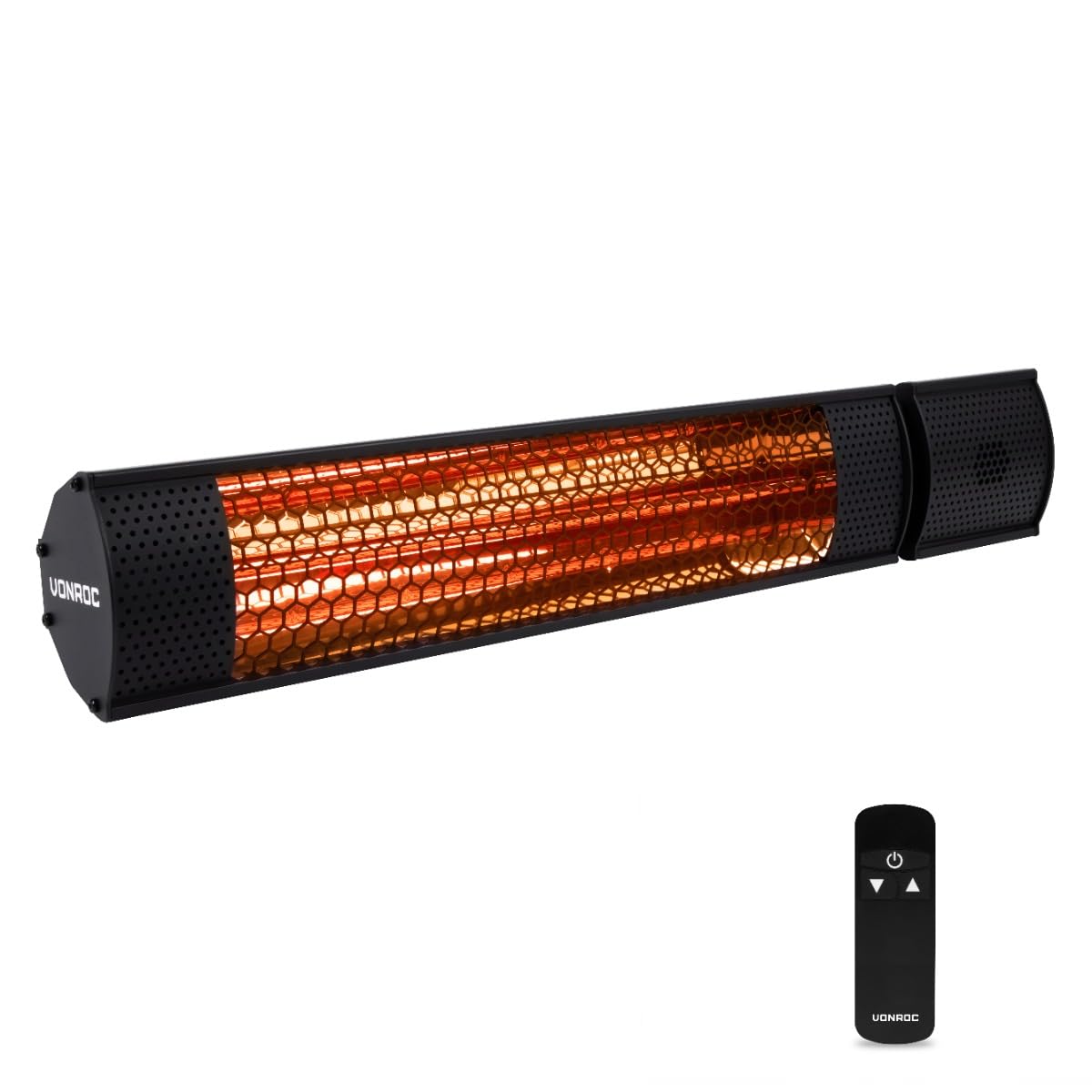 VONROC Stufa riscaldante a infrarossi 2000W da esterno 2 livelli di calore Telecomando Nero