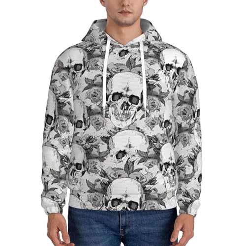 Sweat à capuche tendance imprimé squelette avec doublure chaude - 2