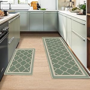 2 Pcs Kitchen Rugs and Mats, Anti Fatigue Kitchen Rug Sets,Comfort Floor Mats Washable Non Slip Kitchen Rug Runner for Office Sink Laundry (Geometry C, 40x120cm+40x60cm)