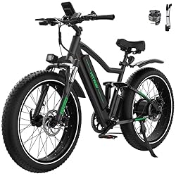 HITWAY Bicicleta eléctrica 26 * 4,0" Fat Tire, 250...: Potencia y Autonomía Excepcionales - Equipada con un motor de 250W y una batería de 48V 15Ah desmontable, la HITWAY BK9S ofrece una autonomía de hasta 150 km en modo asistido, perfecta para largas rutas de montaña o paseos urbanos. Diseño Robusto par...