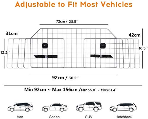 Pujuas Poggiatesta Auto per Cani, Lunghezza