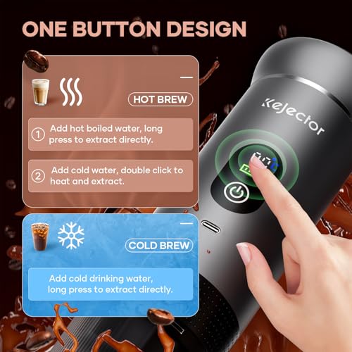 Image of Portable Coffee Maker Espresso Machine Cafetera Portatil Personal Rechargeable Coffee Maker Small for Travel Camping usb-c Battery Espresso Maker, 3-IN-1 Compatible with Ground Coffee & NS Capsule
