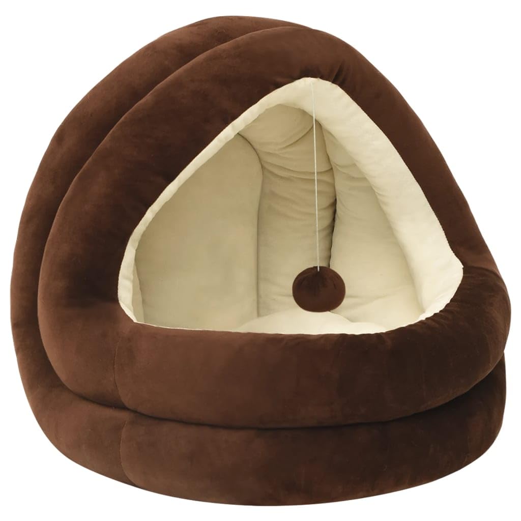 Katzenhöhle 50x50x45 cm - Kuscheliges Katzenbett mit Rutschfester Unterseite, Weichem Fleece und Spielball für Hunde und Katzen