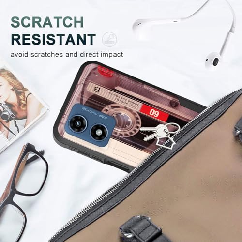 CICPLKSE for Moto G Play 4G 2024 Case,Dual Layer Heavy Duty Hybrid Shockproof Hard PC Soft Silicone TPU Bumper Protective Cover Case for Motorola Moto G Play 4G 2024,Cassette Tape - image 4