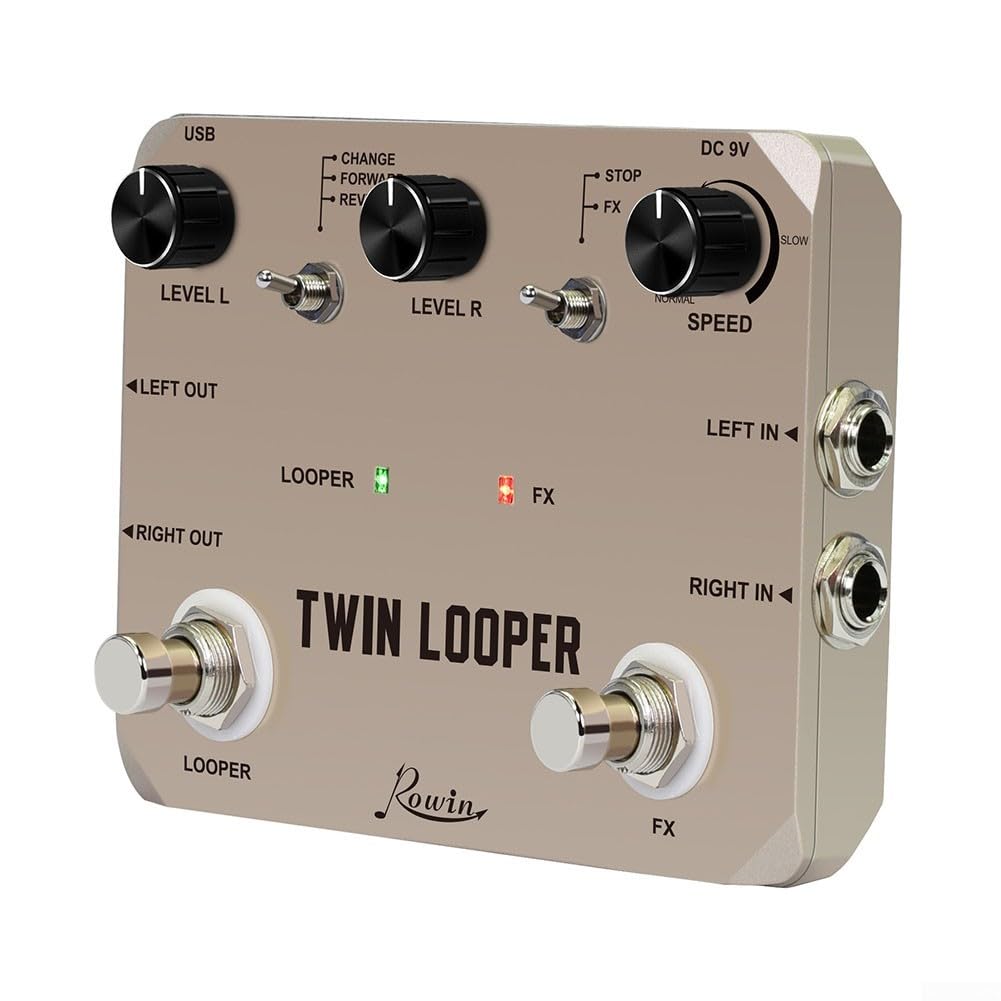 Rowin Looper Station de guitare électrique Pédale Looper 11 modes de jeu Enregistrement 10 minutes True Bypass Metal