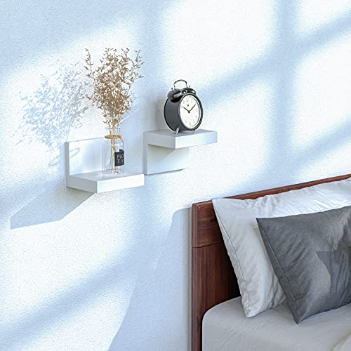 9-Pack Small Floating Shelves For Wall By Richerhouse, Plastic Display Ledges For Tiny Decor, Small Wall Shelf With 2 Types Of Installation - White 4 Inch D X 3.3 Inch W X 3 Inch H #TOP5