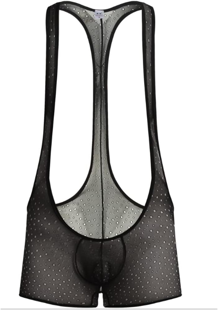 Gay Men's Leotard Bodysuit Jockstrap Sexy Mesh Boxer Underwear