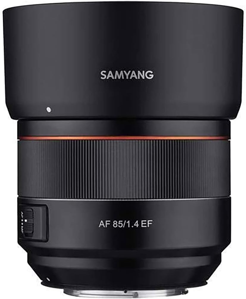 Teleobjetivo Samyang SYIO85AF 85 mm F1.4 con enfoque automático, Canon EF/EF-S | Capture sujetos distantes con un rendimiento de teleobjetivo nítido y ópticas brillantes para retratos, vida silvestre y deportes.
