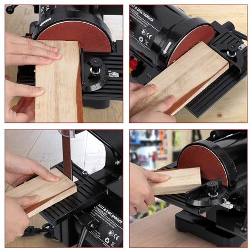Professional Benchtop Belt Sander, Powerful |1A Motor Belt Sander for Woodworking, Versatile Bench Sander (8 * 80 Grit, 4 * 100 Grit)  
Professional Benchtop Belt Sander, 1'' x 30'' Belt Sander and 5'' Disc Sander for Woodworking, Powerful Bench Sand