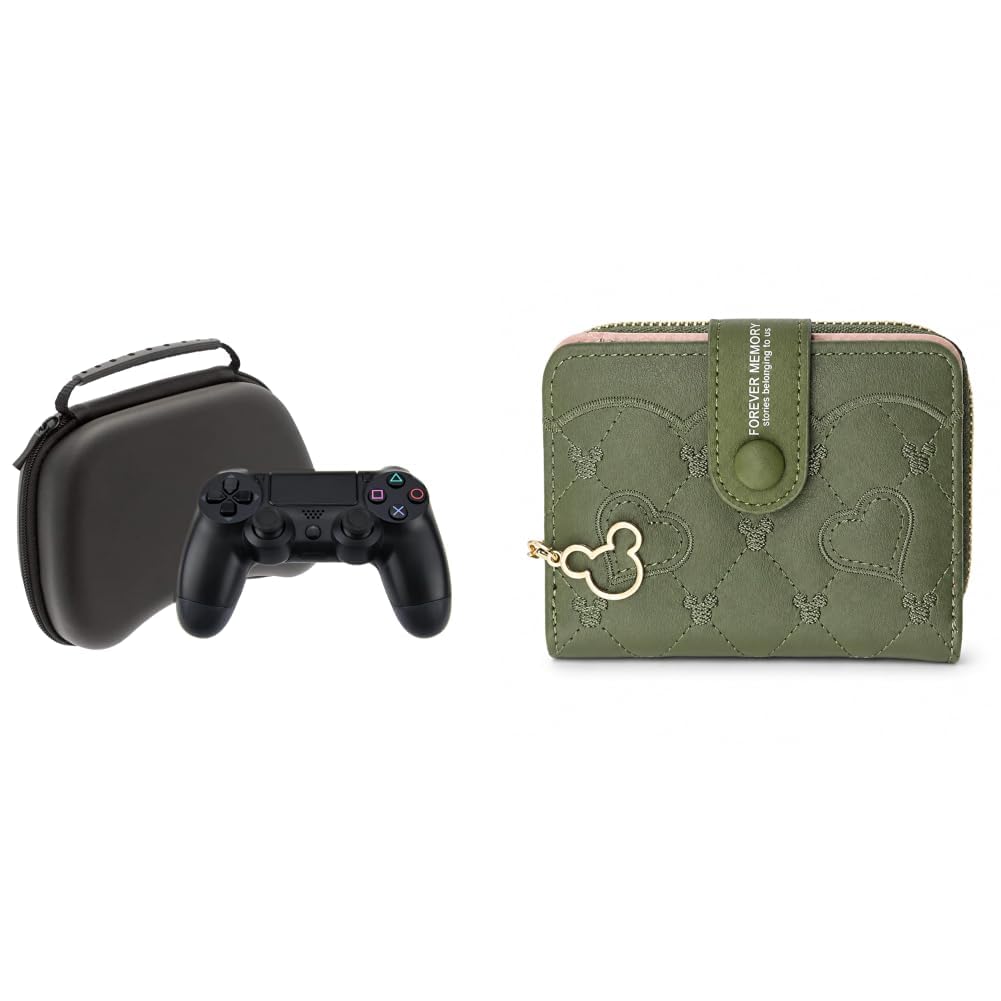 SYGA Game Controller Storage Remote Case for PS4.5, Carrying Travel Protective Case for Play + Women's Short Zipper Buckle Heart Shaped Wallet with Key Chain, Cute for Girls Wallet Coin &-image-10