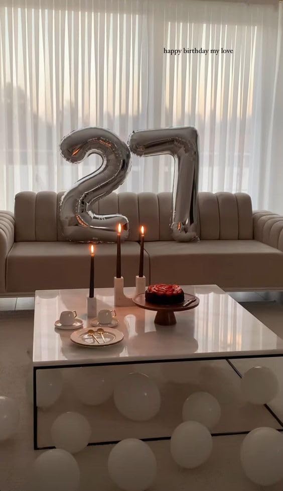 Image of Silver 7 Balloon, Number Balloons 40 Inch, 7th Birthday Decorations, Silver Party Decoration for Women Men, Number 7 Balloon