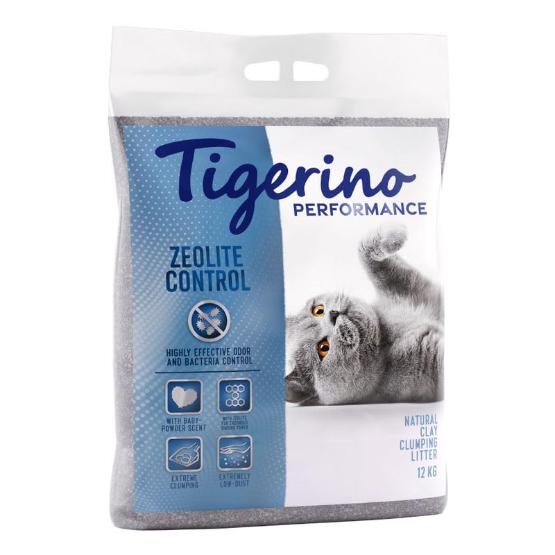 Tigerino - Performance Katzenstreu (Zeolite Control) | Babypuderduft | 12KG