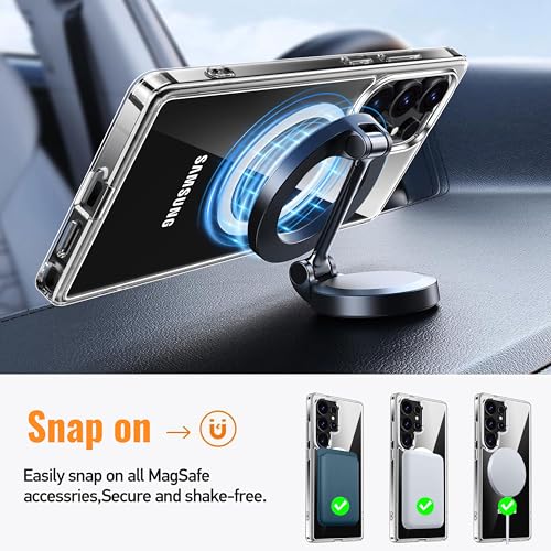Image of Oterkin Magnetic for Samsung Galaxy S25 Ultra Case Clear [Compatible with MagSafe][Anti-Yellowing][Built-in 4 Airbags][Military Grade Protection][Shockproof Slim] S25 Ultra Phone Case (Clear)